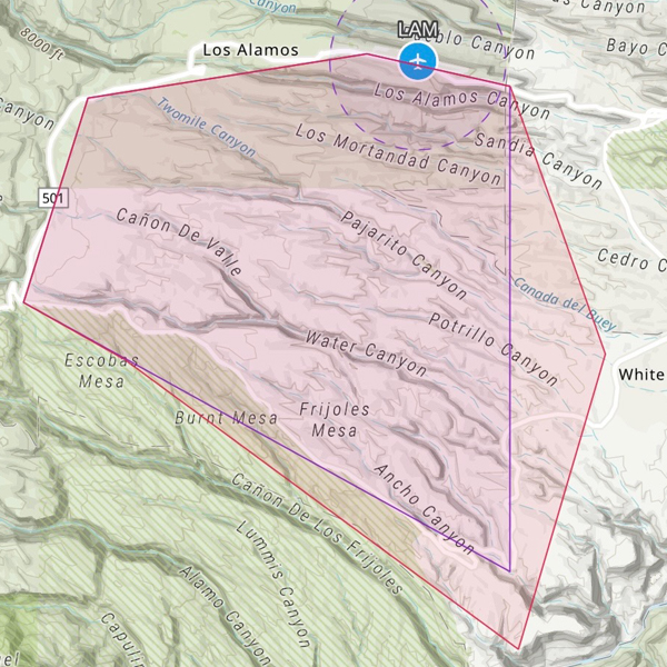 Airspace Link map of the Laboratory’s restricted airspace.