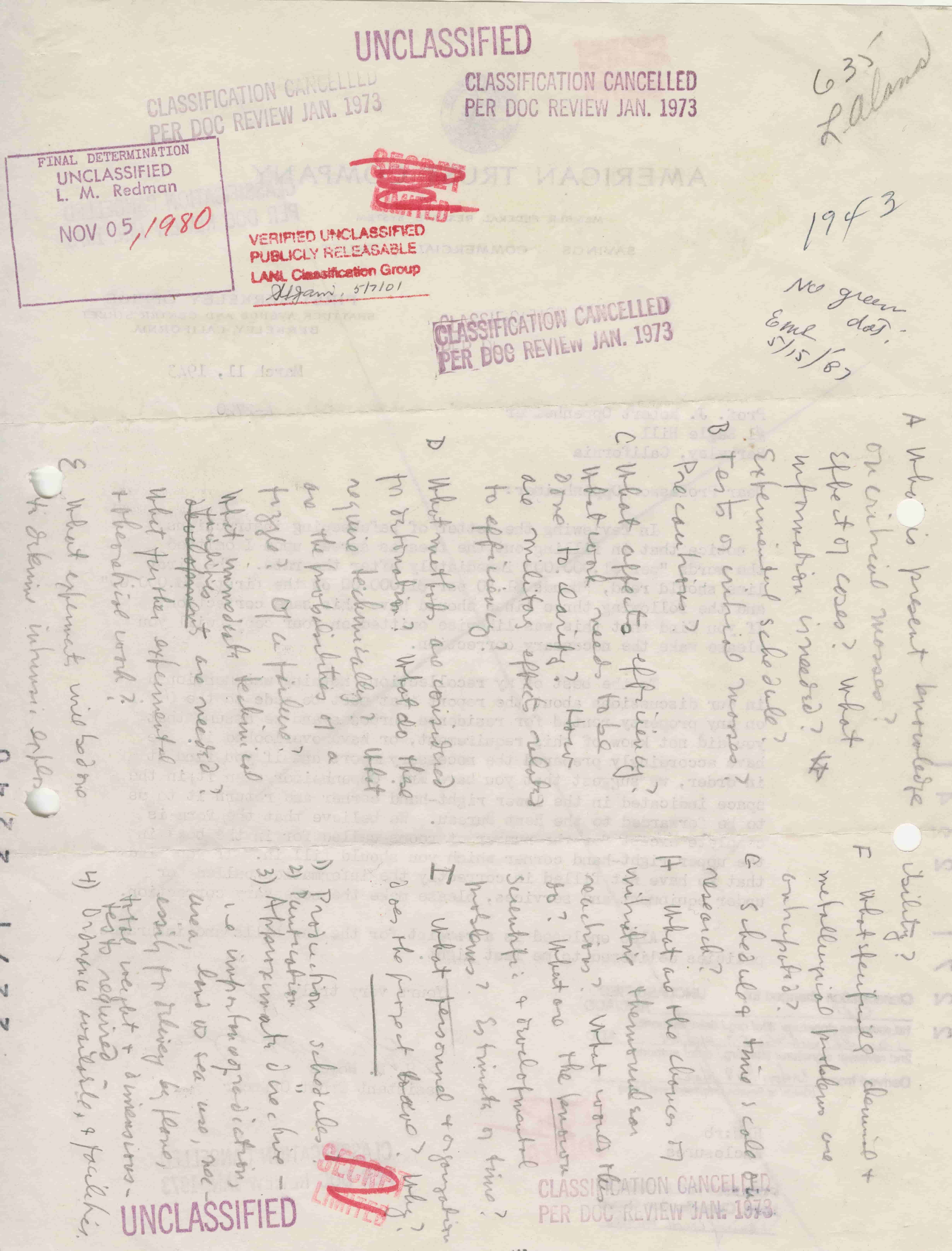 Letters written by Oppenheimer