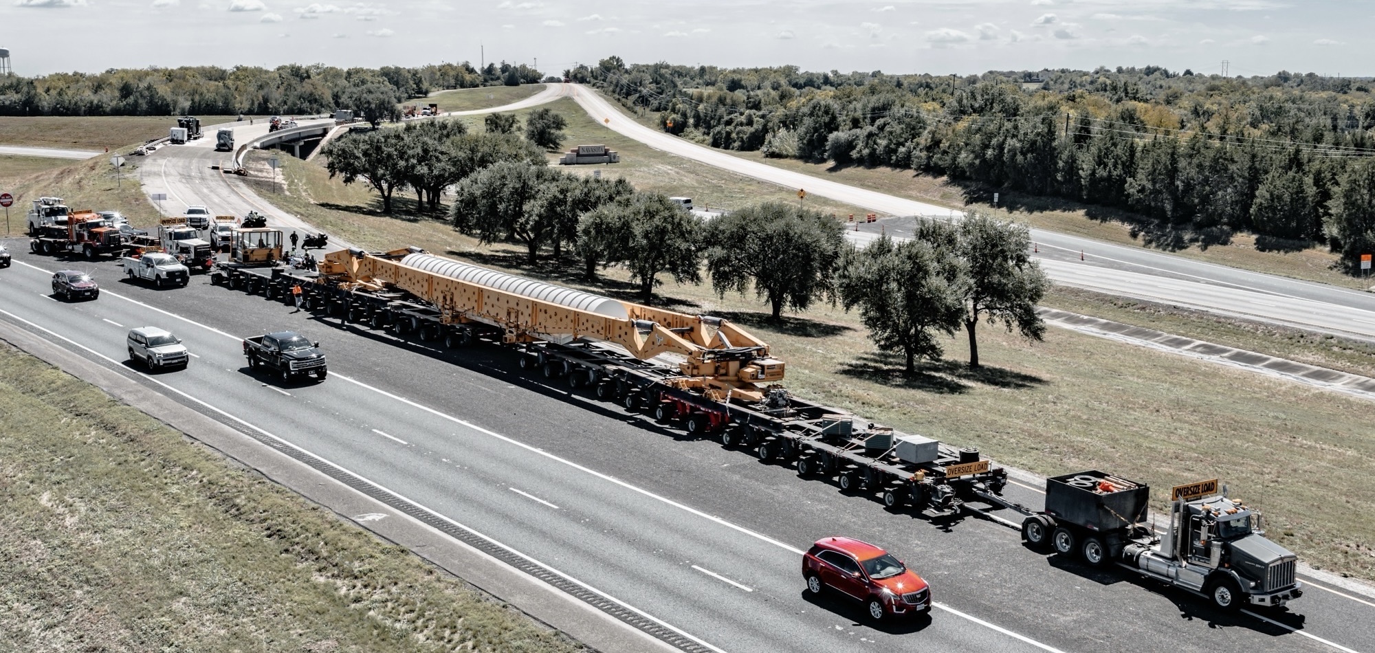 the rotor in question being transported along a divided highway
