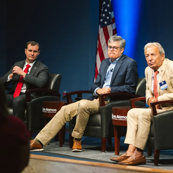 From left: Matthew Napoli, Lab Director Thom Mason and Massimo Aparo