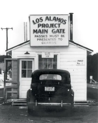 Old photo of the original Main Gate house for the Los Alamos Project